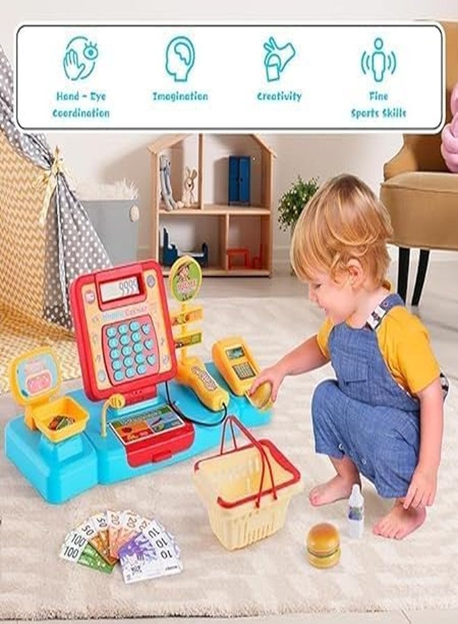 JALKAR Electronic Cash Register Toys with Shopping Cart Scanner Supermarket Cash Register with Calculator,Scanner,Credit Card Role Playing Toy Pour Boys Girls 3 4 5 Years - Image 5